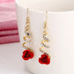 Red Rose Ribbon Drop Earrings Women Modern Wedding Jewelry Dangle Gifts Earrings