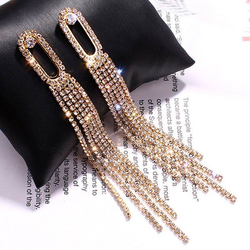 Oval Long Tassel Dangle Earrings for Girls Women Birthday Gift Lovely Jewelry