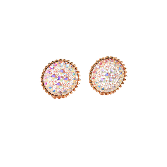 1pair Rhinestone Decor Round Design Earrings for Women Girls Ear Studs Jewelry