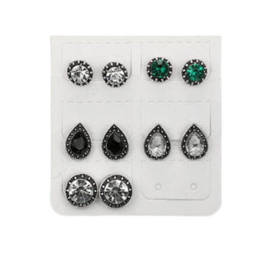 5pairs Rhinestone Decor Earrings for Women Girls Ear Studs Jewelry Gift Fashion