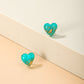 Green Heart Stud Earrings Female Girl Fashion Earrings Birthday Holiday Gifts