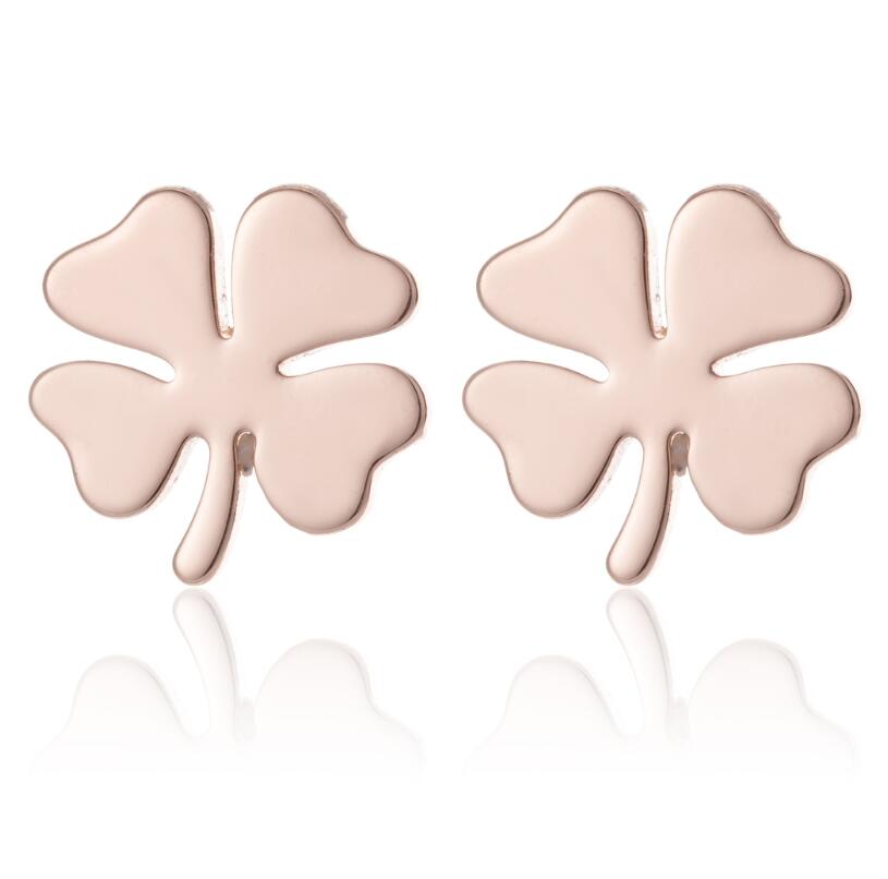 Four Leaf Clover Stud Earrings Stainless Steel Jewelry Women Girls Friendship Gift Fashion Accessories Earring Studs