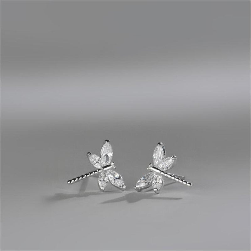 Rhinestone Dragonfly Stud Earrings Women Jewelry Mom Gift Everyday Wear Earrings