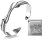 Vintage Thai Silver Double Feather Bracelet Simple