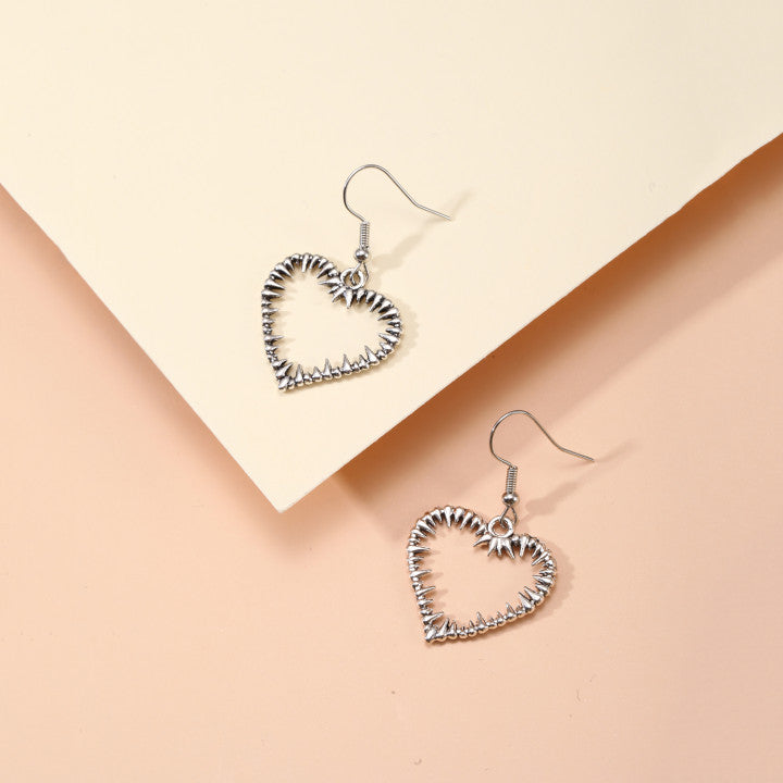 Spiky Heart Ear Drop Earrings Dangle Women Fashion Jewelry Gift for Her