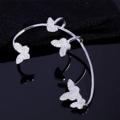 Full Diamond Butterfly Earrings Female Temperament Without Pierced Super Fairy