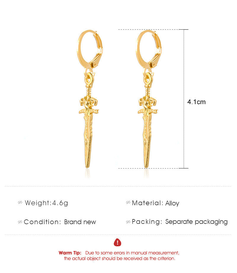 Sword Drop Earrings Cute Dangle Earrings Women Jewelry Gift for Her