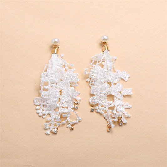 White Tassel Dangling Drop Earrings Women Girls Gifts Jewelry Accessories