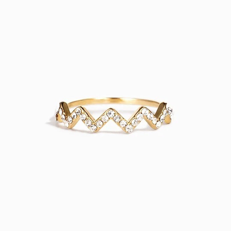 Wave Pattern Zircon Inlaid Ring Adjustable Opening Wave Pattern Ring To My Daughter Highs And Lows Ring Wavy Zigzag Ring Gift