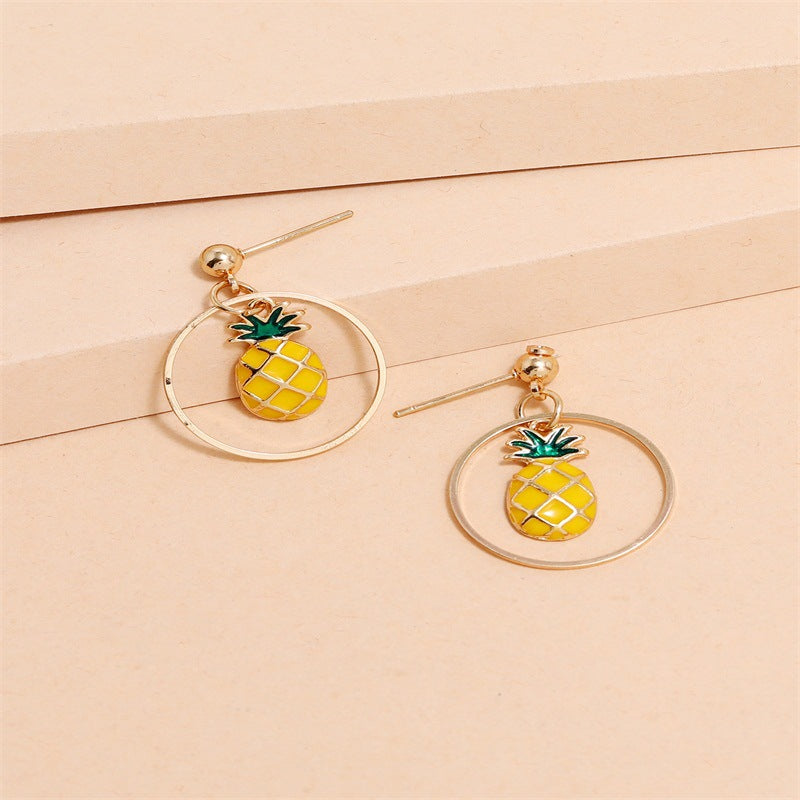 Pineapple Charm Dangle Fashion Earrings for Women Stylish Party Jewelry Gift