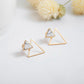 Marbled Design Triangle Ear Drop Earrings Dangle Women Fashion Jewelry Gift for