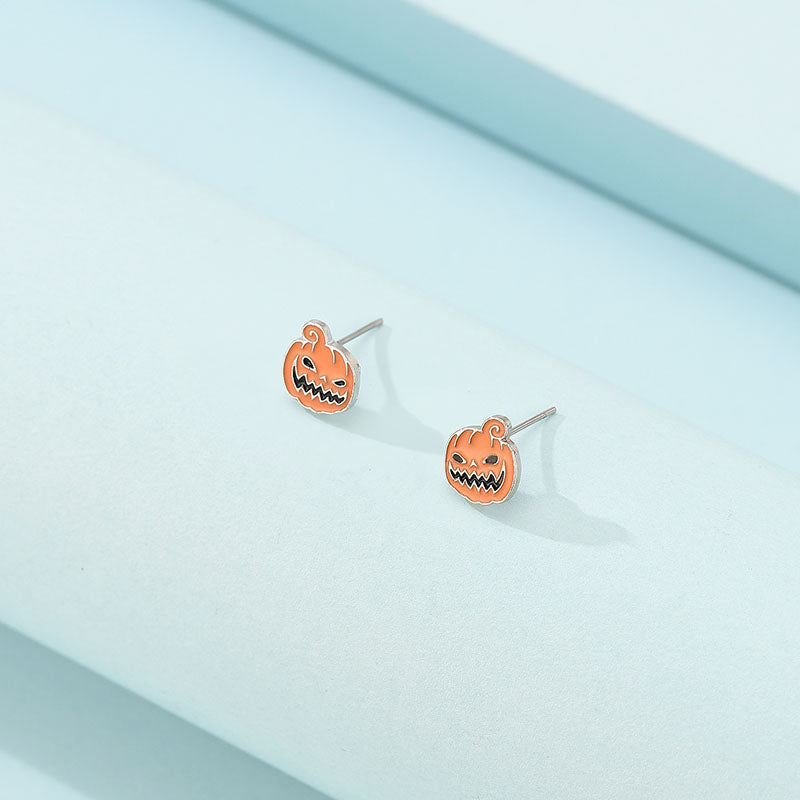 Scary Pumpkin Halloween Stud Earrings Women Fashionable Luxurious Earrings