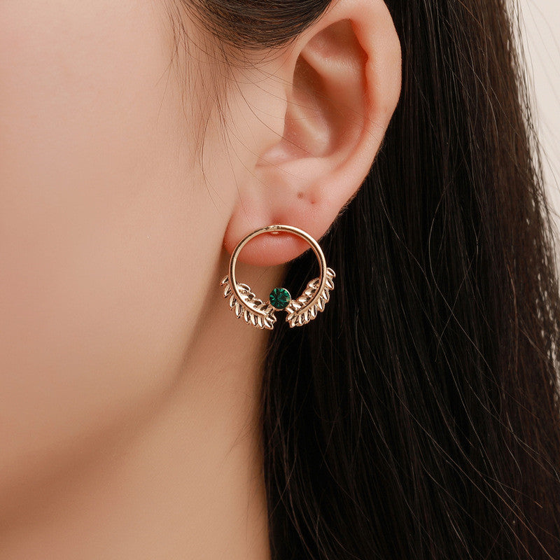 Leaves Detail Ring Dangle Earrings Jewelry Accessories Girls Fashion Accessory