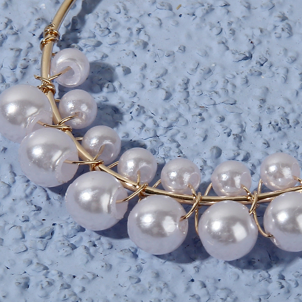 Imitation Pearl Hoop Earring Women Jewelry Mom Gift Everyday Wear Earrings