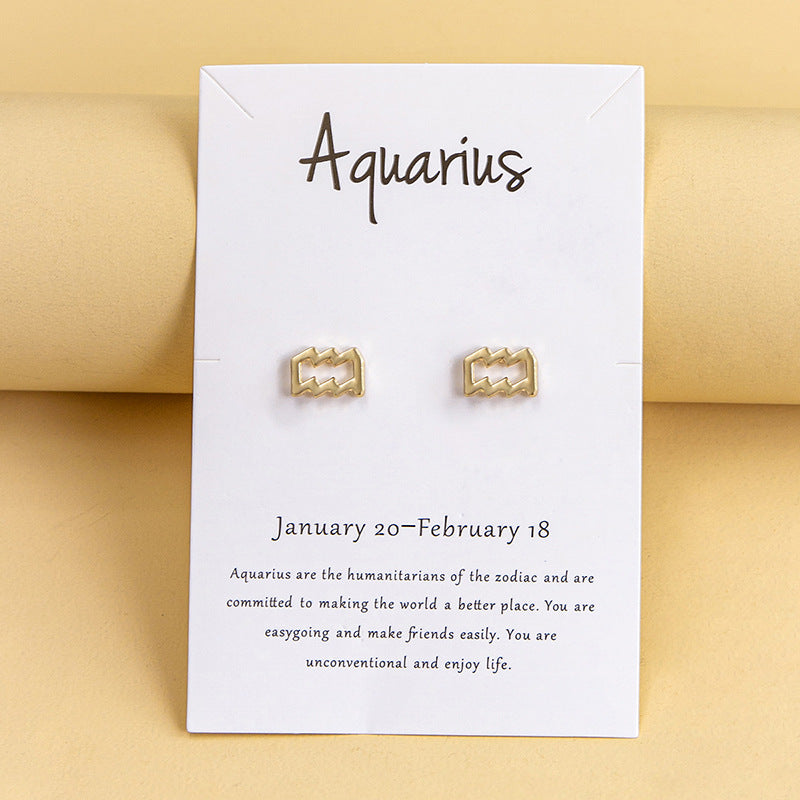 Twelve Constellation Earrings Gold And Silver 12 Zodiac