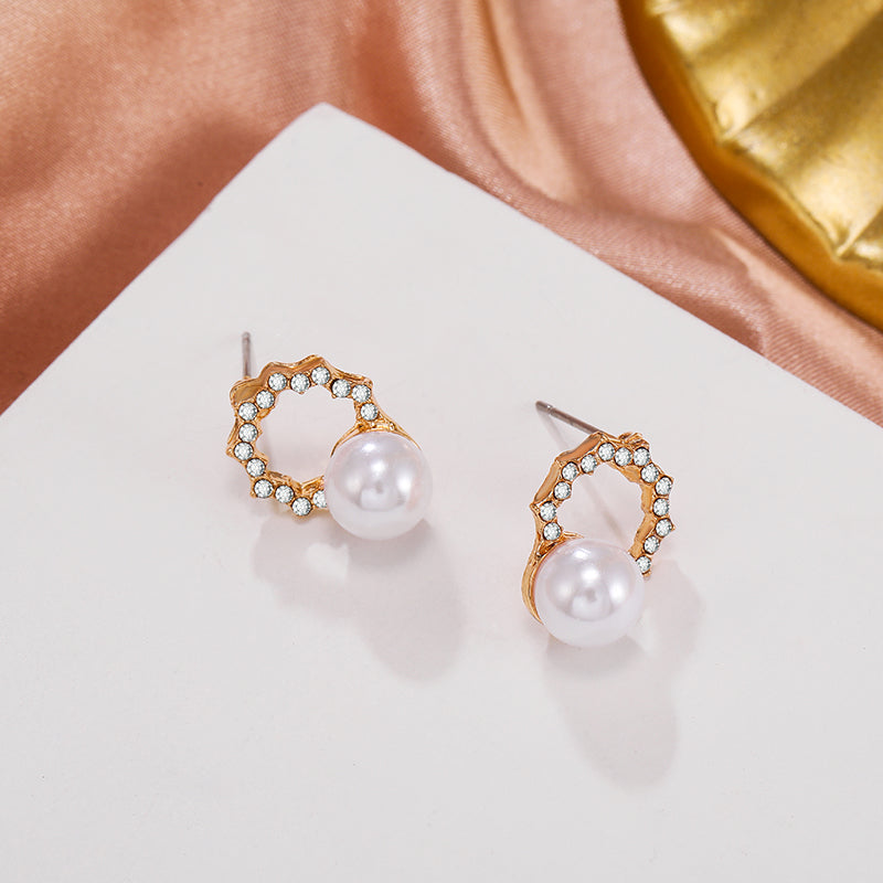 Wreath Pearl Stud Earrings Women Jewelry Mom Gift Everyday Wear Earrings