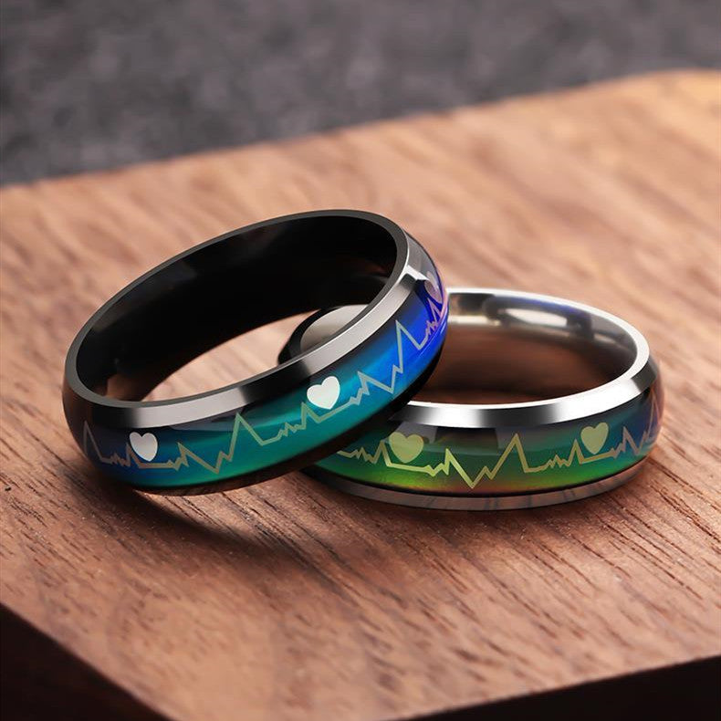 Thermochromic Couple Fashion ECG Ring