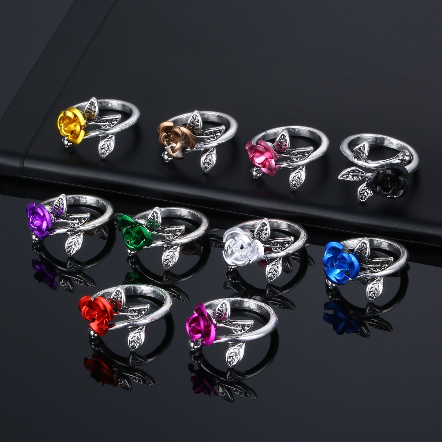 Alloy Personality Plant Ladies Rose Ring