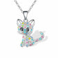 Love Color Cat Diamond Pendant Necklace