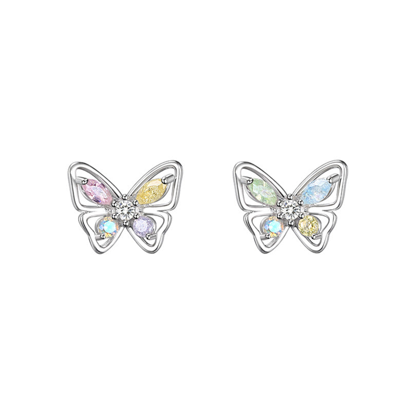 Cute Colorful Crystals Stud Earrings Women Fashionable Luxurious Earrings