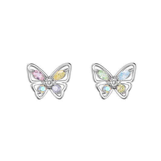 Cute Colorful Crystals Stud Earrings Women Fashionable Luxurious Earrings