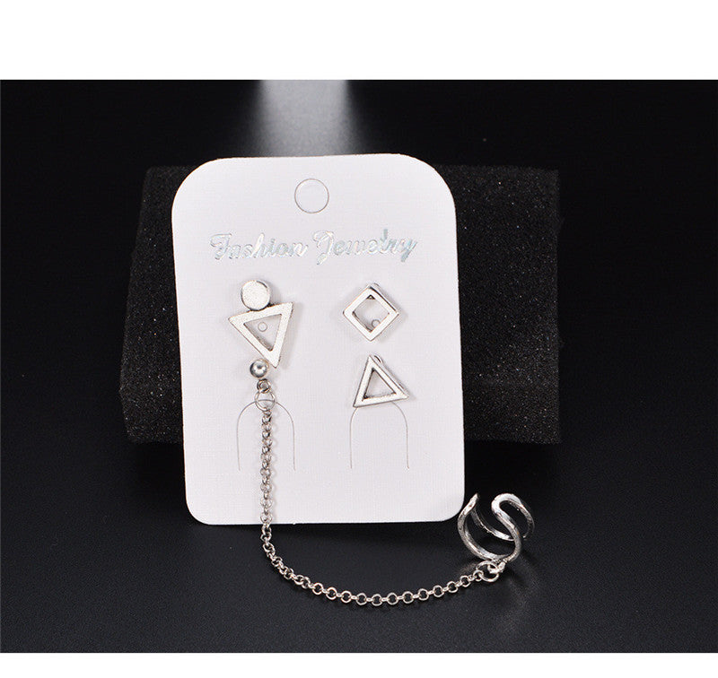4pc Set Geometric Ear Cuff Stud Earrings for Women Girls Fashion Earrings