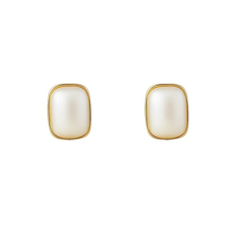 Rectangular White Vintage Ear Studs Fashion Earrings for Women Party Jewelry Gift