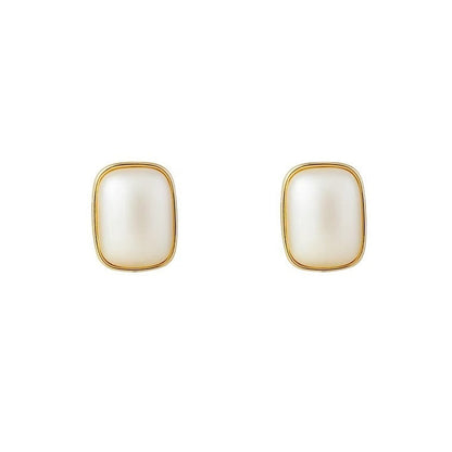 Rectangular White Vintage Ear Studs Fashion Earrings for Women Party Jewelry Gift