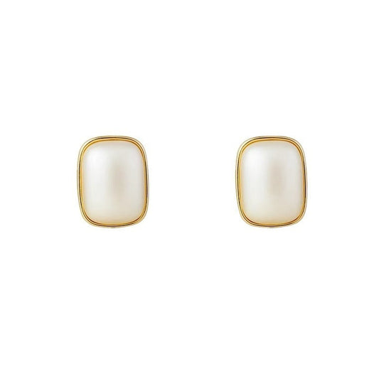 Rectangular White Vintage Ear Studs Fashion Earrings for Women Party Jewelry Gift