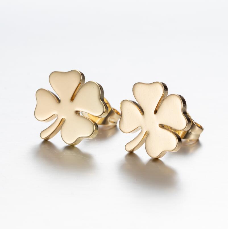 Four Leaf Clover Stud Earrings Stainless Steel Jewelry Women Girls Friendship Gift Fashion Accessories Earring Studs