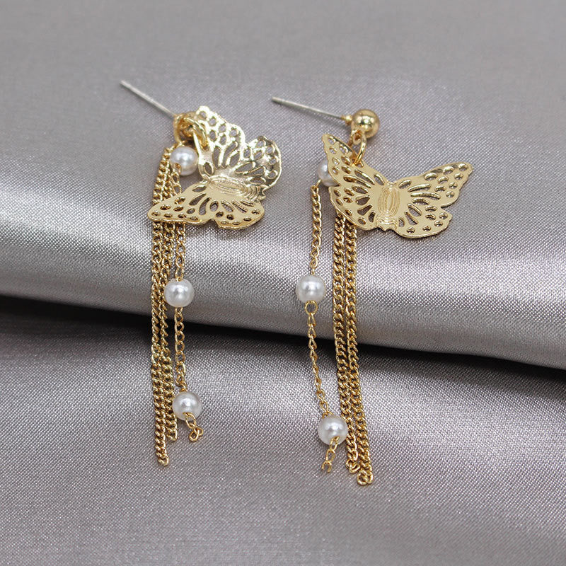Butterfly Chain Tassel Stud Earrings for Girls Women Stud Jewelry Gift