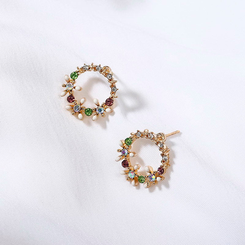 Flower Vine Wreath Stud Earrings Women Jewelry Mom Gift Everyday Wear Earrings