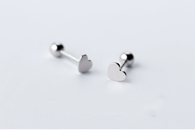 Silver Heart Stud Earring Women Fashion Shape Jewelry Gift Accessory Girls Modern Studs Earrings