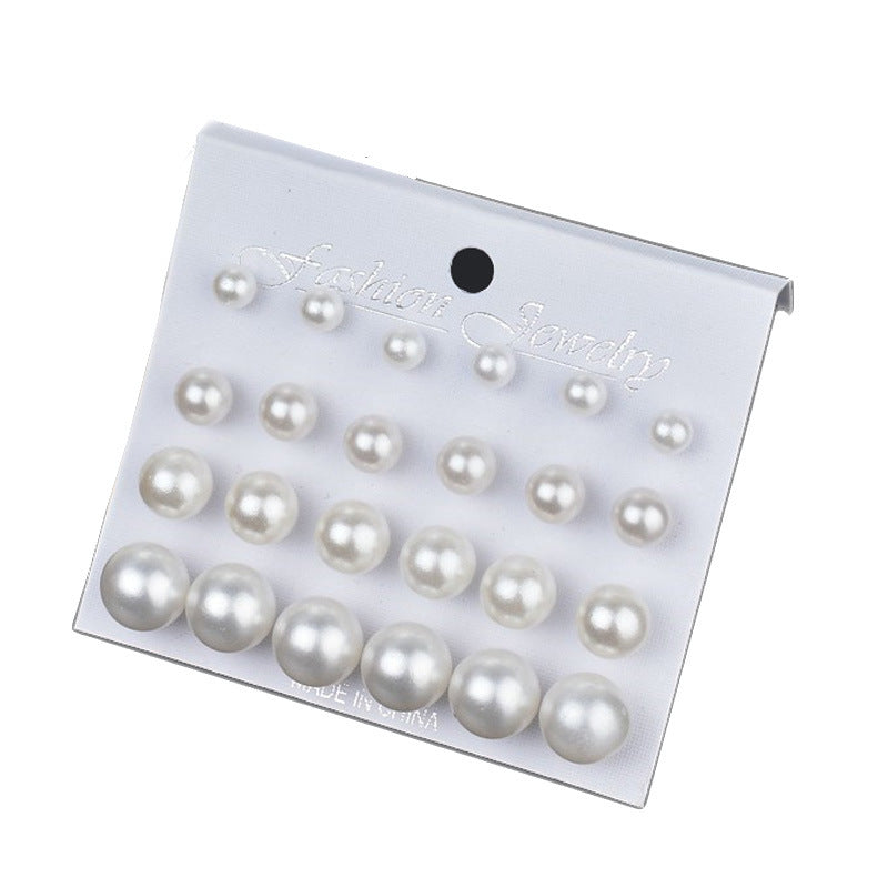 12pairs 4 Sizes Pearl Style Stud Earrings for Women Girls Fashion Earrings