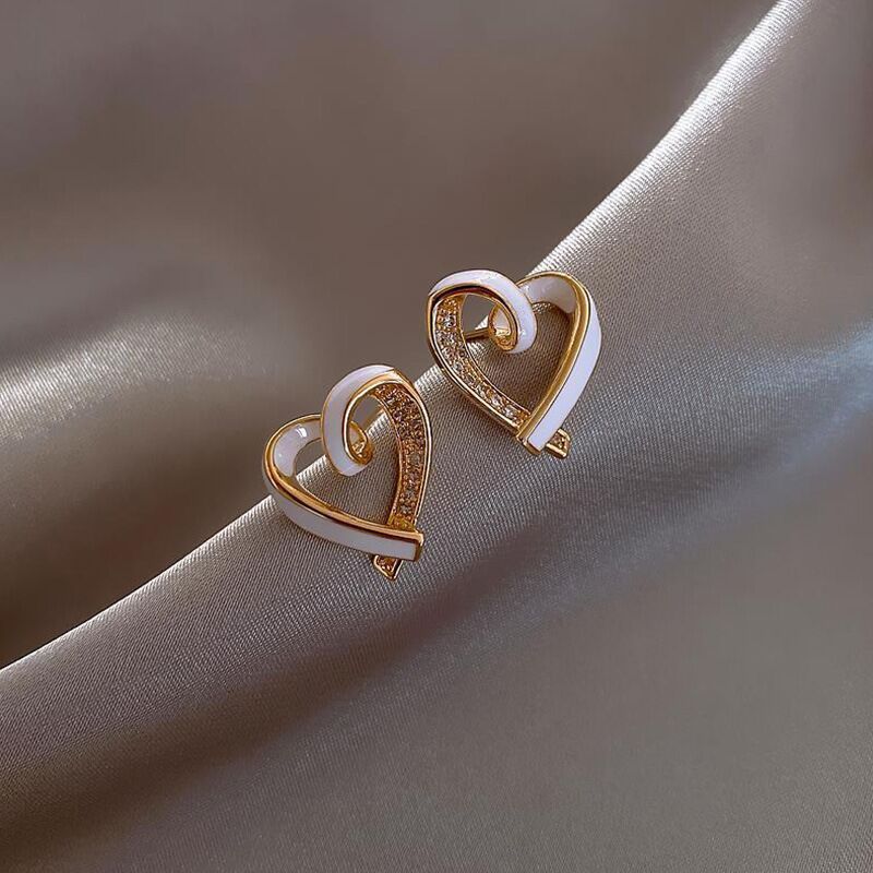 Ribbon Heart Stud Earrings Cute Summer Earring Jewelry Gift for Her