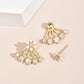 Flower Design Ear Jacket Stud Earrings Dangle Women Fashion Jewelry Gift for Her