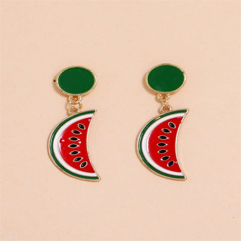 Watermelon Slice Design Dangle Earring Exquisite Fashion Drop Earrings For Women