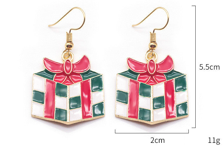 Christmas  Cartoon Dripping Oil Color Earrings