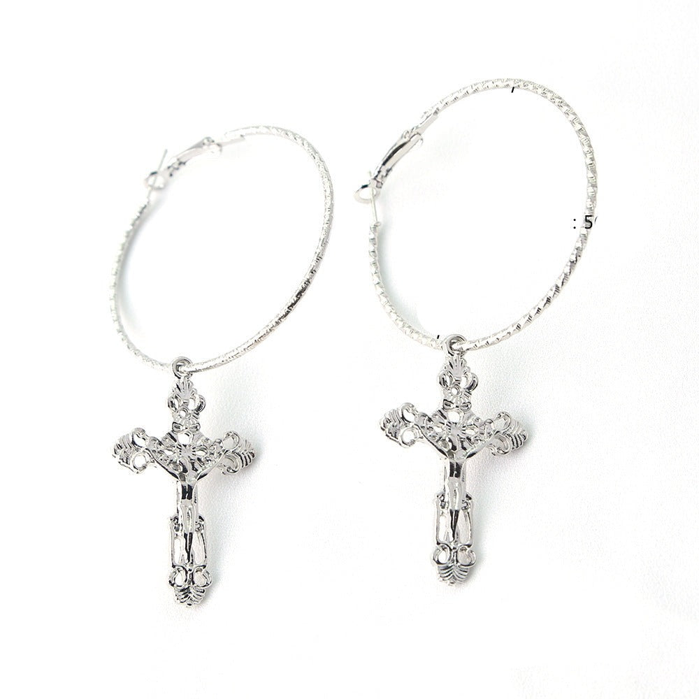 Cross Hoop Earrings Cute Dangle Earrings Women Jewelry Gift for Her