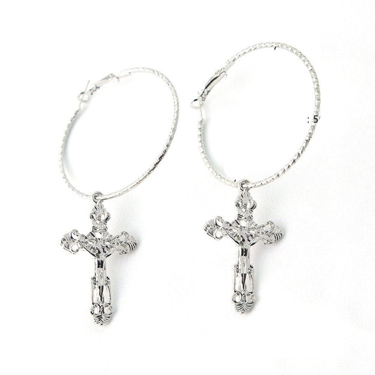 Cross Hoop Earrings Cute Dangle Earrings Women Jewelry Gift for Her
