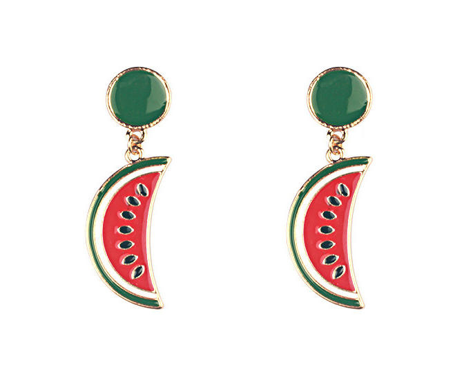 Watermelon Slice Design Dangle Earring Exquisite Fashion Drop Earrings For Women