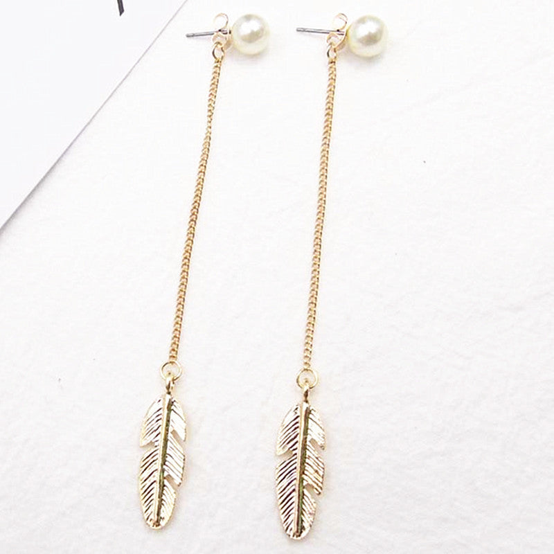 Feather Pendant Dangle Earrings Cute Summer Earring Jewelry Gift for Her