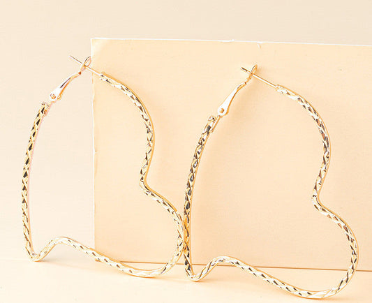 Bended Heart Drop Earrings Cute Dangle Earrings Women Jewelry Gift for Her