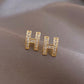 Rhinestone Letter H Stud Earrings Female Girl Fashion Earrings Birthday Holiday