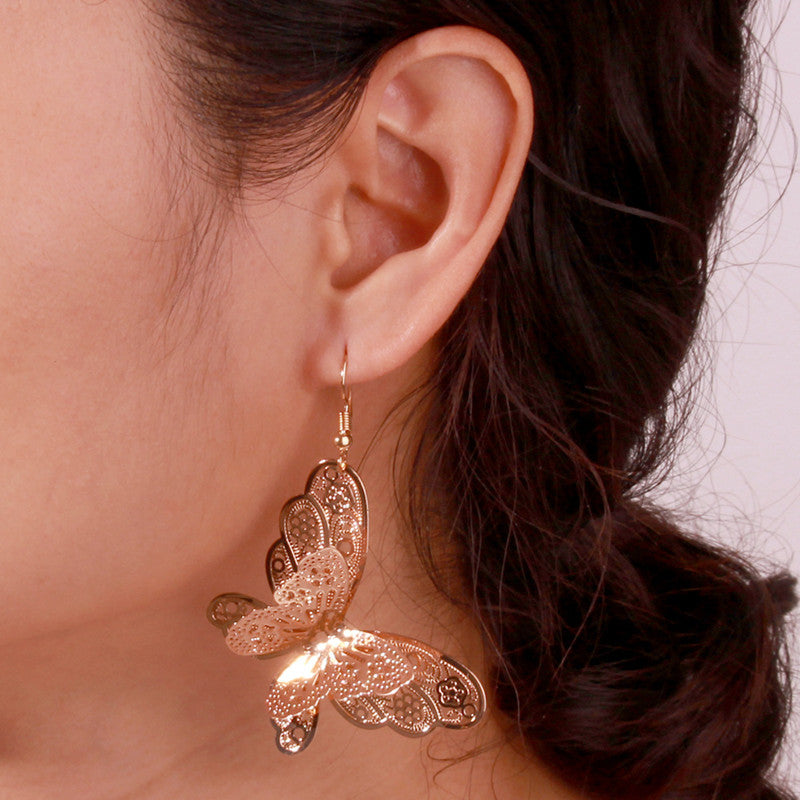 Hollow 3D Butterfly Gift Earrings Dangle Women Fashion Jewelry Jewellery