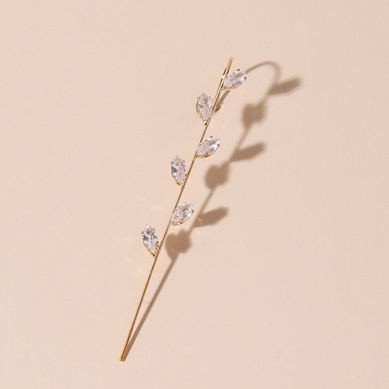 1pc Crystal Leaf Ear Needle Stud Earrings Fashion Jewelry for Girls Women Gift