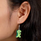 Green Cartoon Dinosaur Dangle Earrings Cute Summer Earring Jewelry Gift for Her