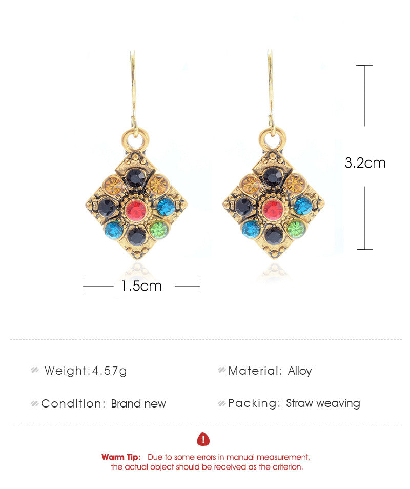 Multicolor Pattern Square Drop Ear Dangle Fashion Earrings for Women Party Jewelry Gift