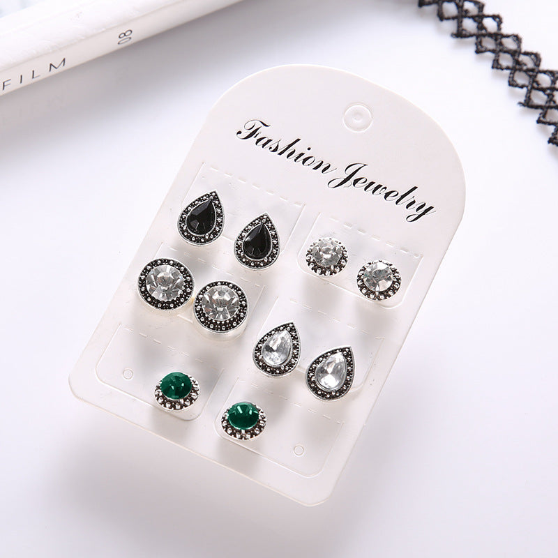 5pairs Round and Drop Jewelry Stud Earrings Modern Fashion Women Earrings