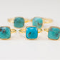 Simple Square Turquoise 18k Gold Plated Ring